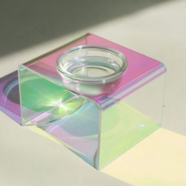 Acrylic Pet Dazzling Bowl Food Basin Small Dog — Single bowl