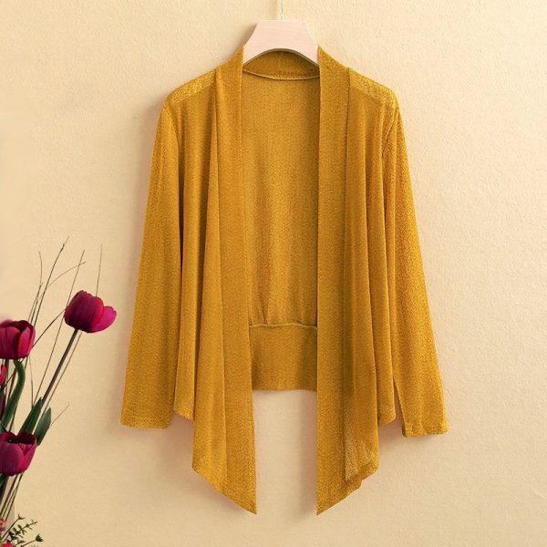 Small Shawl Outer Match Short Coat Middle-aged And Elderly Plus Size Thin — Yellow
