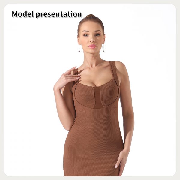 Women's Polyester Dress — Coffee color