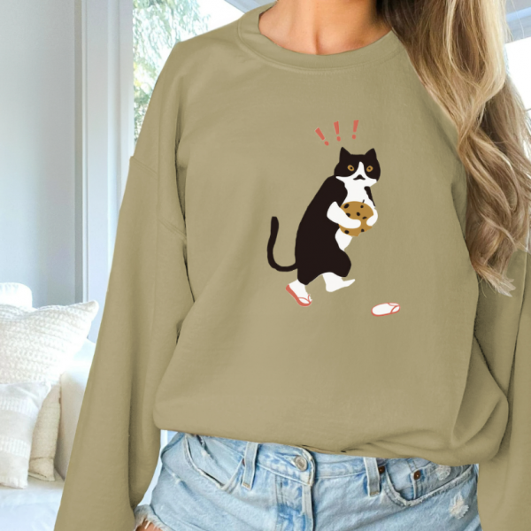 Women's Fashionable Solid Color Printed Long Sleeved Sweatshirt — Khaki