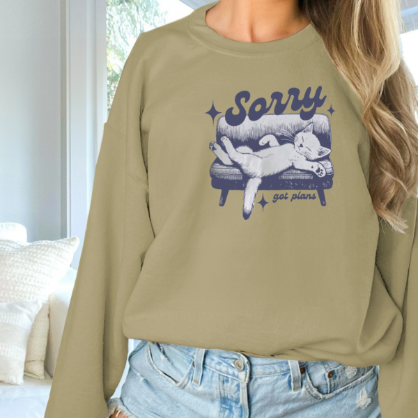 Women's Fashionable Solid Color Printed Long Sleeved Sweatshirt — Khaki