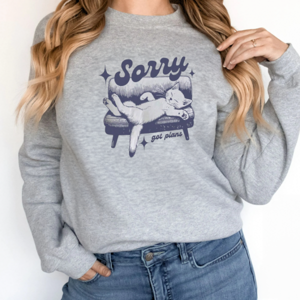 Women's Fashionable Solid Color Printed Long Sleeved Sweatshirt — Grey
