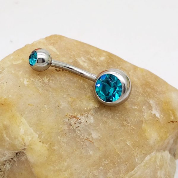 Puncture Hypoallergenic Titanium Steel Navel Buckle Belly Nail — Lake Blue