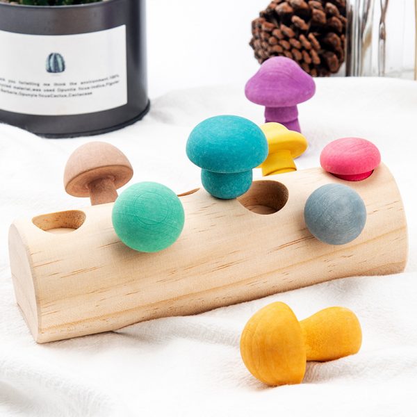 Simulation Mushroom Picking Game Wooden Toys — Wood color