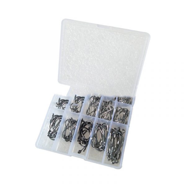Boxed Fish Hook 100 Pieces Of Tube With Ise Ni 3-12 Barbed Hook, Holed Gold And Black Small Accessories — Black with holes