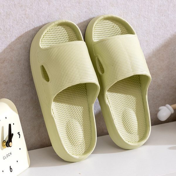 Solid Color Thick Bottom Home Slippers Summer Non-slip Floor Bathroom Slipper Women Men Couples Shoes — Green