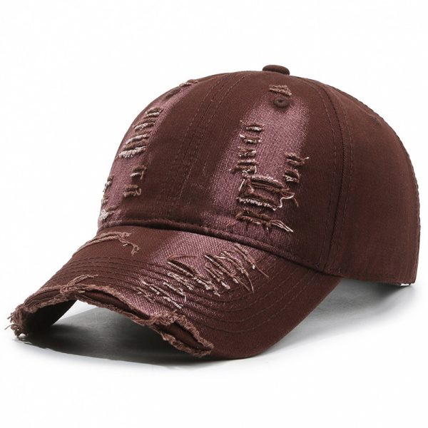 Street Hole Vintage Baseball Cap Men Do The Old Cowboy Washed — Brown