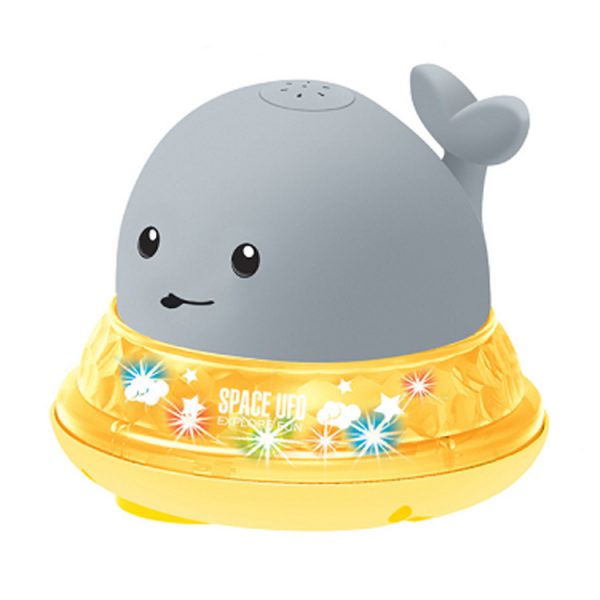 Baby Cute Cartoon Whale Floating Spraying Water Bath Toys With Light Music LED Light Baby Toys — Grey