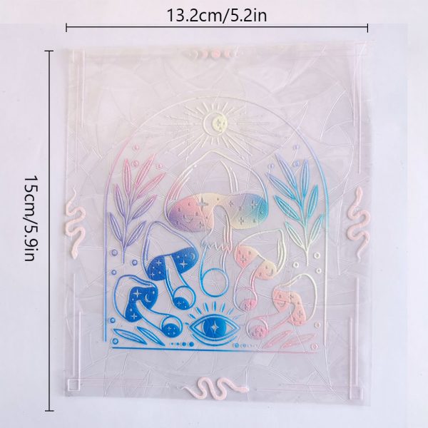 RPS061 Colorful Suncatcher Rainbow Prism Mushroom Static Glass Sticker PVC Glue-free Anti-collision Window Sticker — RPS061
