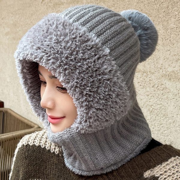 Multifunctional Hat Scarf One-piece Hat Neck Protection Bandana Warm — Gray