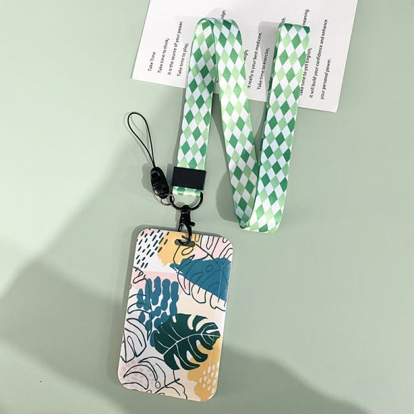 Green Plant Series Simple Fashion Lanyard Card Cover — 4 Pieces Monstera Deliciosa