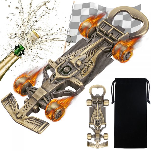 Exquisite Racing Bottle Opener,Meticulously Designed And Made Of Durable Materials, Perfect For Opening Bottles During Sports Events, Parties, Or At Home. Includes A Black Drawstring Bag. — Bronze