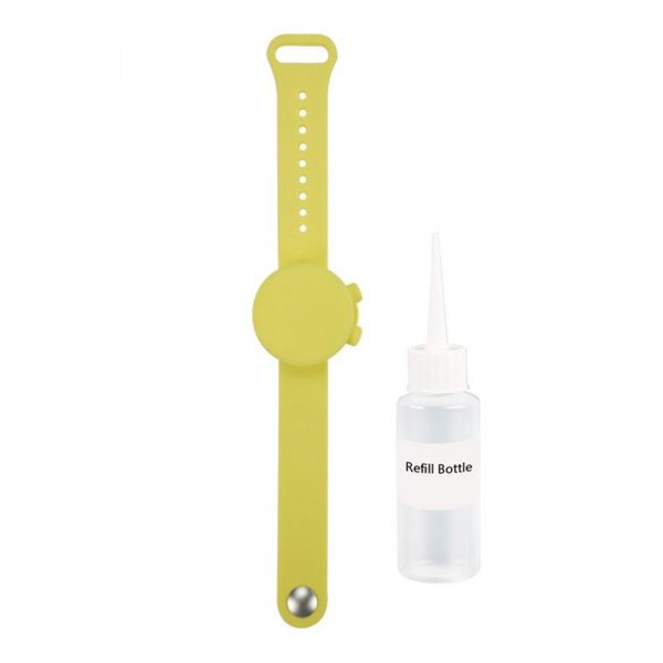 Outdooor Silicone Wristband Hand Sanitizer Disinfectant Bracelet — Yellow