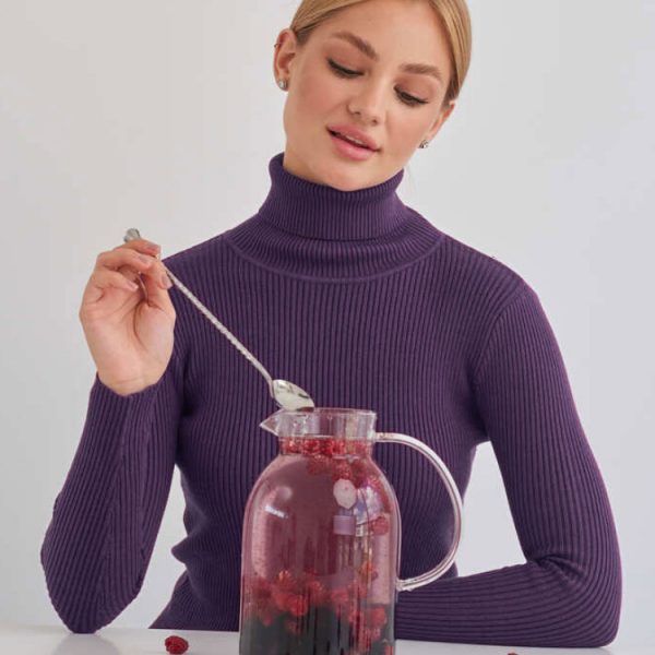 Women's Knitwear Turtleneck Pullover — Dark Purple