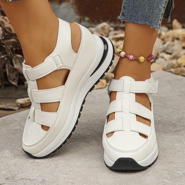 Summer Wedge Baotou Hollow Women's Breathable Shoes — White