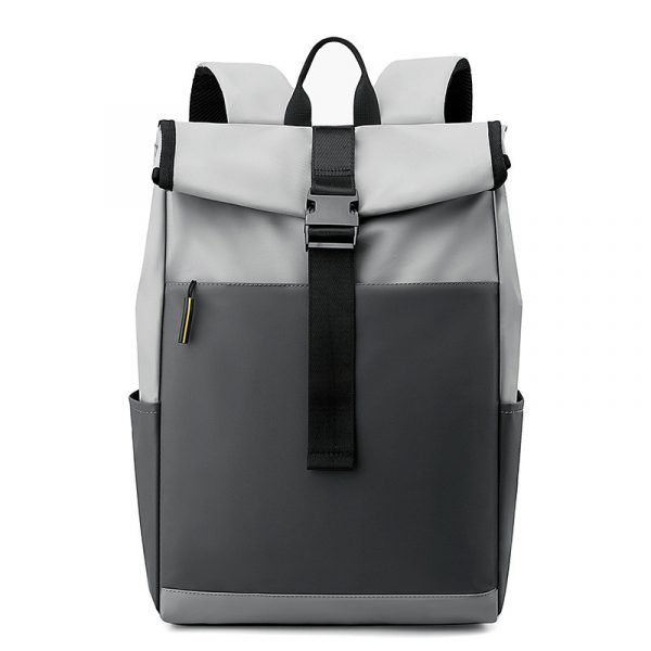 Casual Fashion Backpack For Men Women New Laptop Backpack Oxford Cloth Waterproof Short Distance Travel Backpack Men Black — Gray Color Matching
