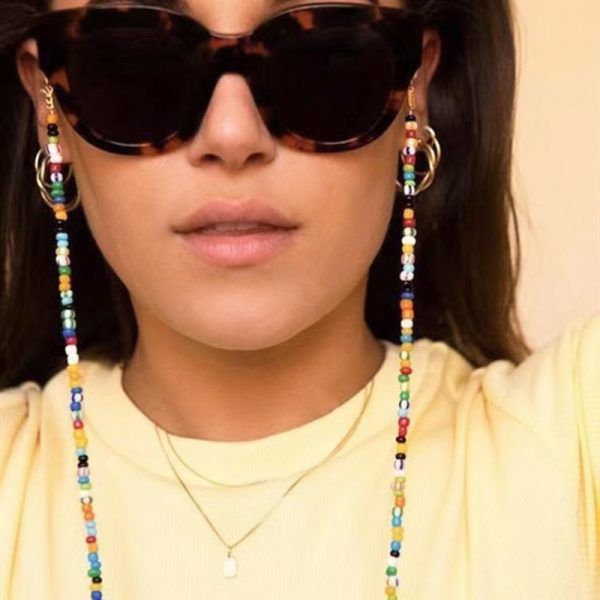 Women's Colorful Rice Beads Glasses Necklace Mask Chain Hanging Neck Anti-lost Lanyard Chain — Women