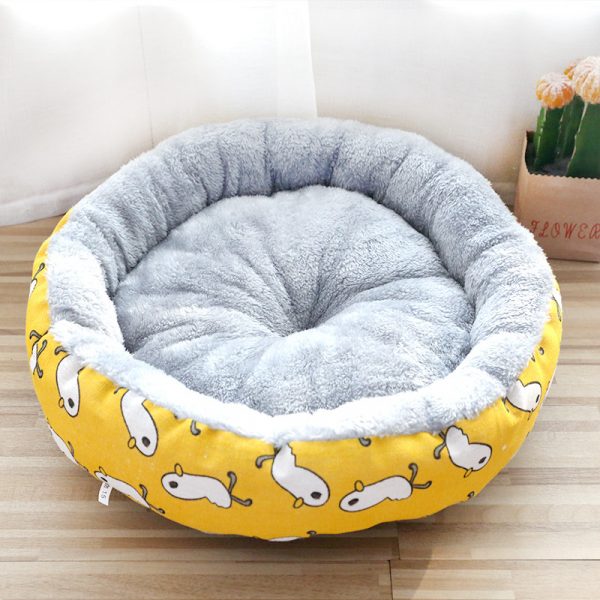 Dog And Cat Litter Padded With Round Cotton — Yellow