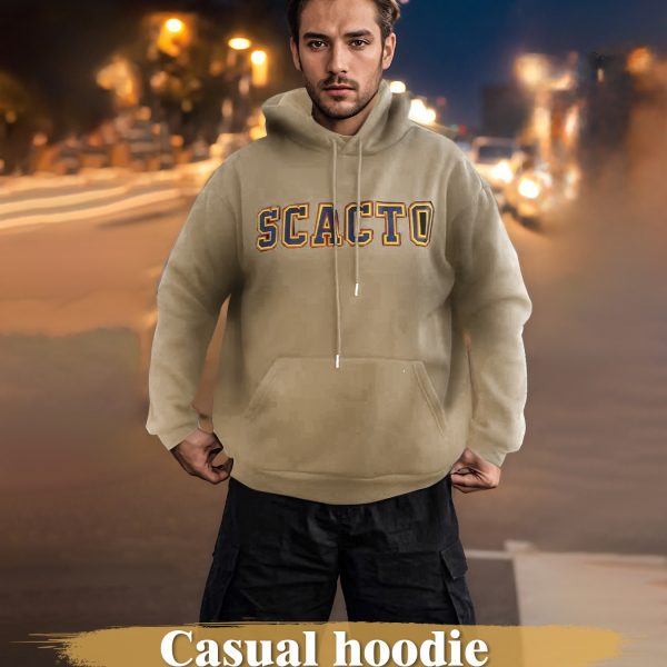 Fashionable Solid Color Long Sleeved Printed Hoodie For Both Men And Women — Khaki