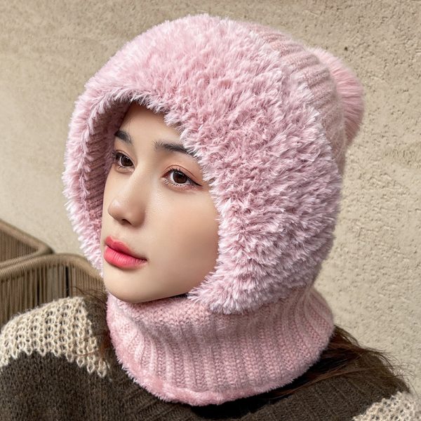 Multifunctional Hat Scarf One-piece Hat Neck Protection Bandana Warm — Pink