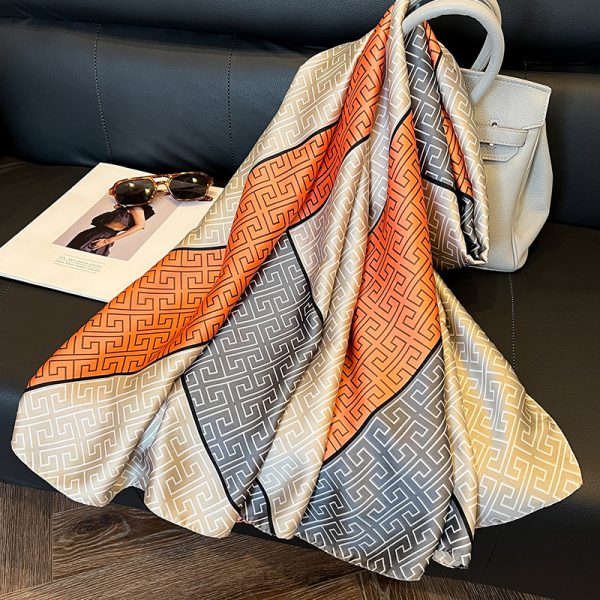 Elegant Emulation Silk Scarf Women's Spring And Summer Sun Protection Long — 25106 Orange