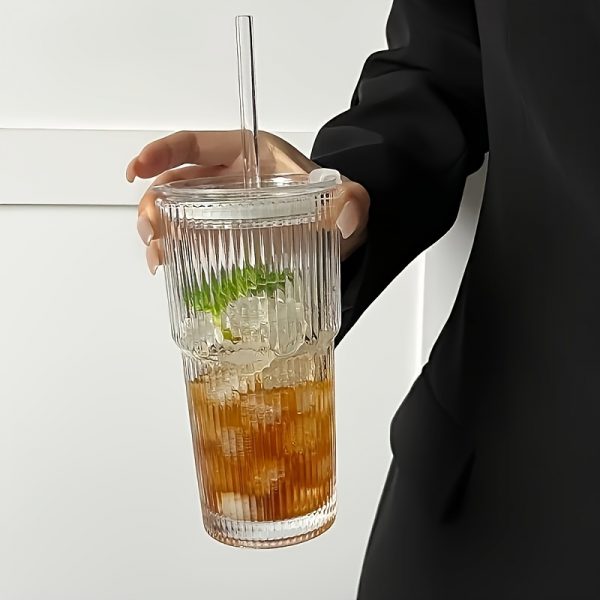 Glass Cup With Straw — 1pcs
