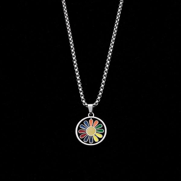 Simple Necklace Hip-hop Cool Letter Long Pendant Jewelry — Round