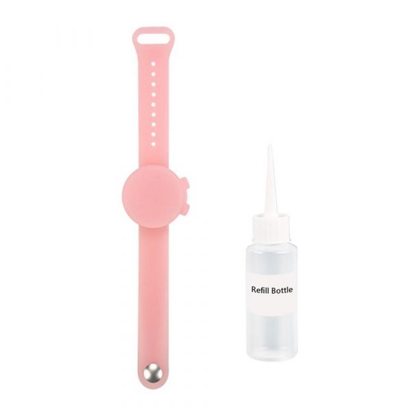 Outdooor Silicone Wristband Hand Sanitizer Disinfectant Bracelet — Pink