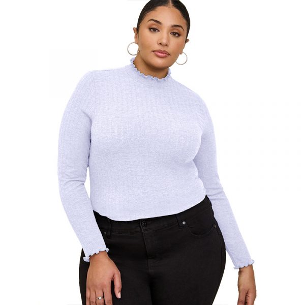 Women's Half-high Collar Long Sleeves T-shirt Slim Bottoming Shirt — White