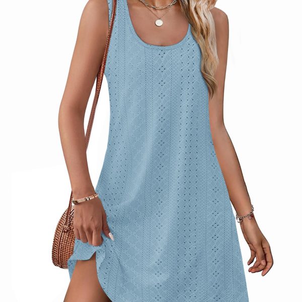 Women's Swimsuit Cover With Hollowed Out Design — Light Blue