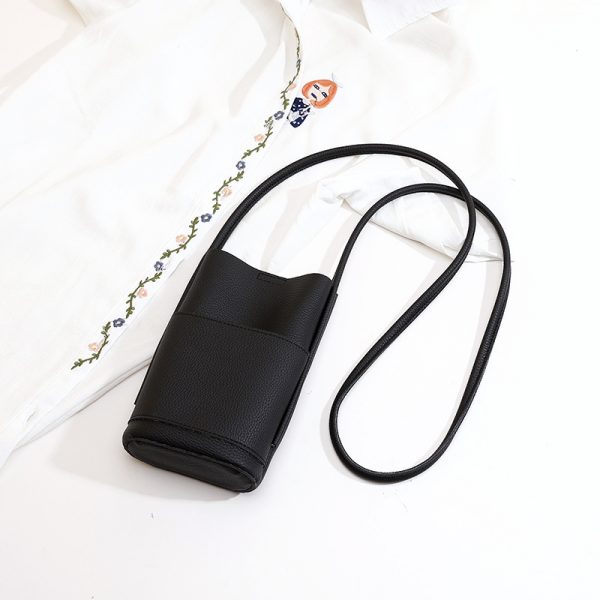 High-grade Soft Leather Mobile Phone Bag Female Crossbody — Black