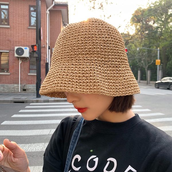 Women's Summer Thin Beach Sun-proof Straw Hat — Khaki