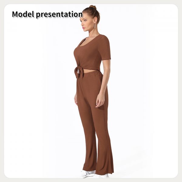 Top And Pants Set — Coffee color