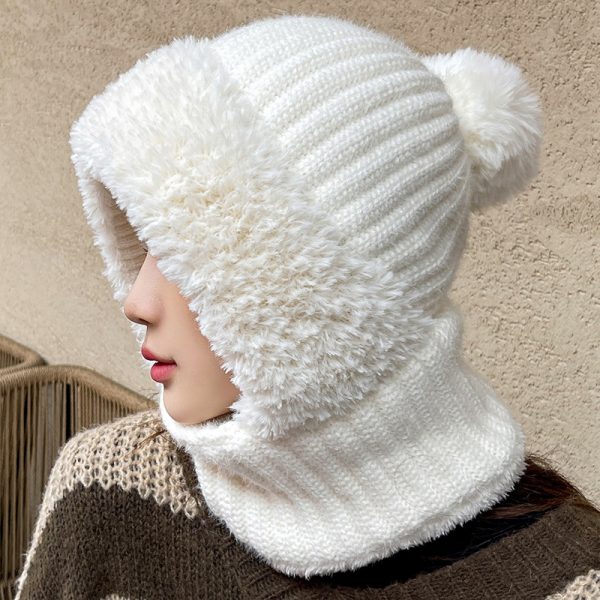 Multifunctional Hat Scarf One-piece Hat Neck Protection Bandana Warm — White
