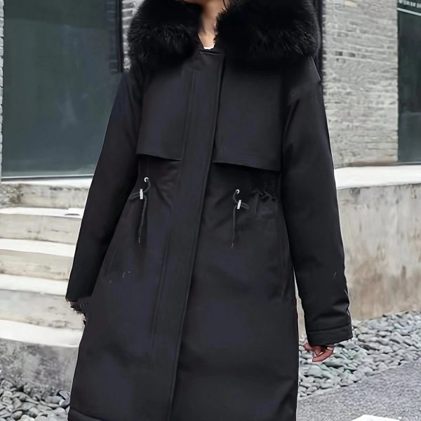 Hooded Loose Fit Slim Windproof Winter Jacket — Black