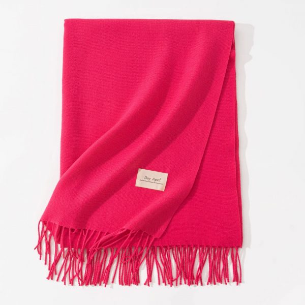 Pure Color Artificial Cashmere Scarf Women's Winter High-grade Shawl — 51 Rose Red
