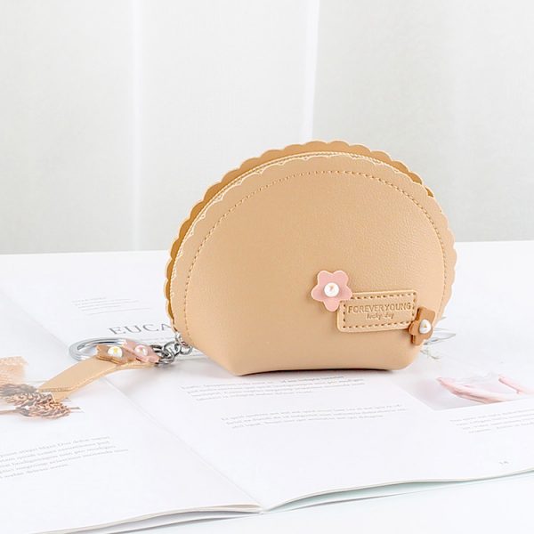 Women's Hand Holding Fan Small And Simple Coin Key Case One-piece Zipper Waterproof Coin Purse — khaki