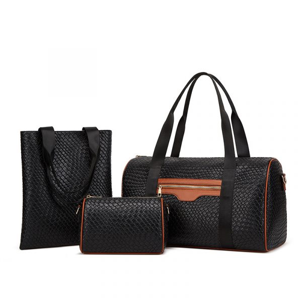 Women's Business Travel Bag Popular Bag Shoulder Sports Bag — Black With Brown