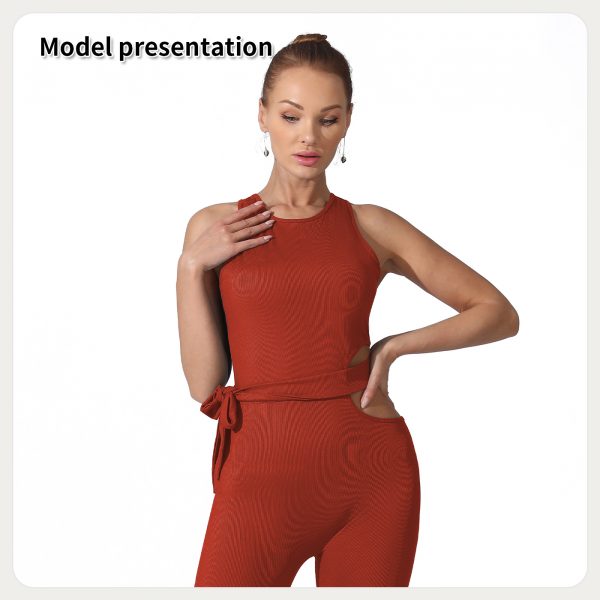 Women's Polyester Jumpsuit — Red brown