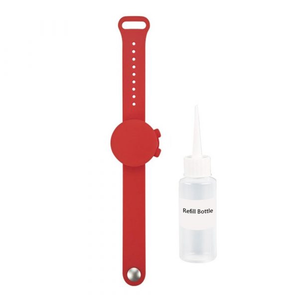Outdooor Silicone Wristband Hand Sanitizer Disinfectant Bracelet — Red