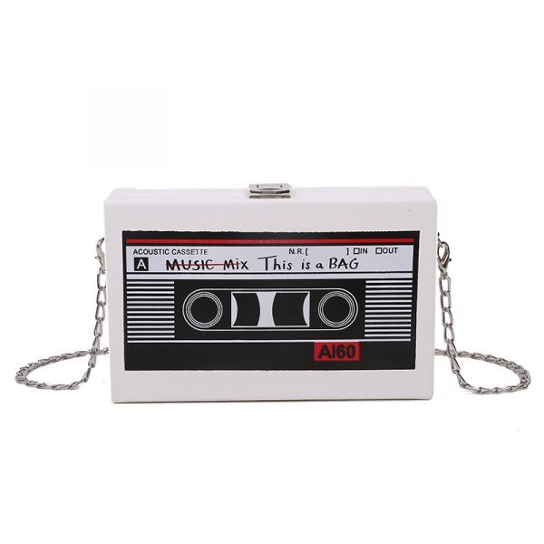 Women's Bag Creative Tape Chain Crossbody Box Bag — White
