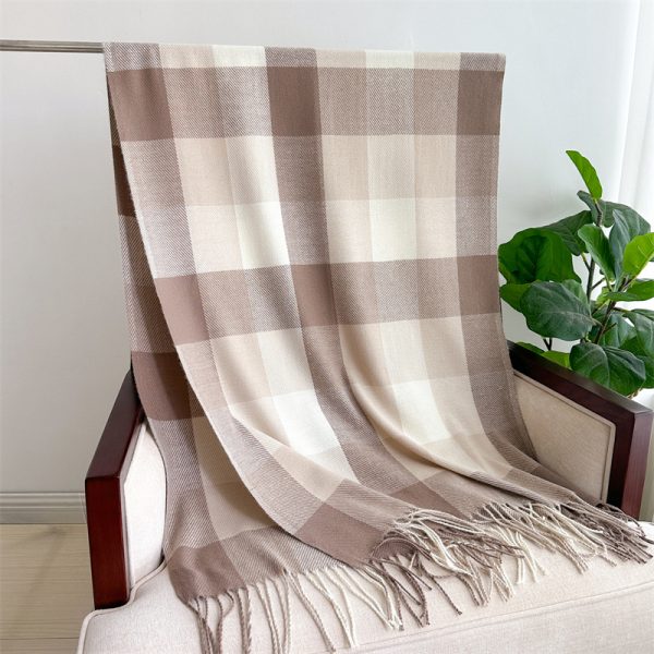 Thick Warm Outer Shawl Tassel South Korea Artificial Cashmere Scarf — WT72 7 White & Gray & Plaid