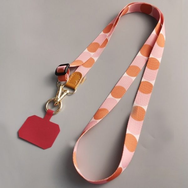 Mobile Phone Lanyard Crossbody Bag Solid Color Long Braces Detachable Multi-purpose Strap Rope — Orange Round Foundation