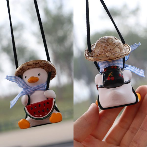 Car Swing Duck Automobile Hanging Ornament Cross-border Foreign Trade Car Rearview Mirror Pendant To Swing Duck Automobile Hanging Ornament — Straw Hat Watermelon