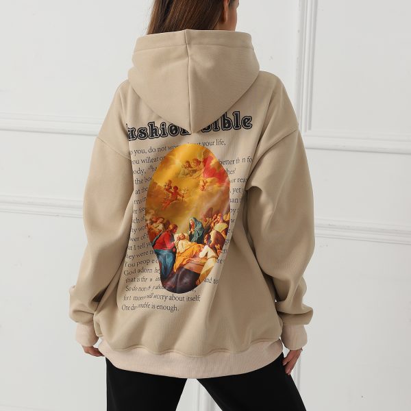Women's Fashionable Casual Printed Long Sleeved Sweatshirt — Khaki