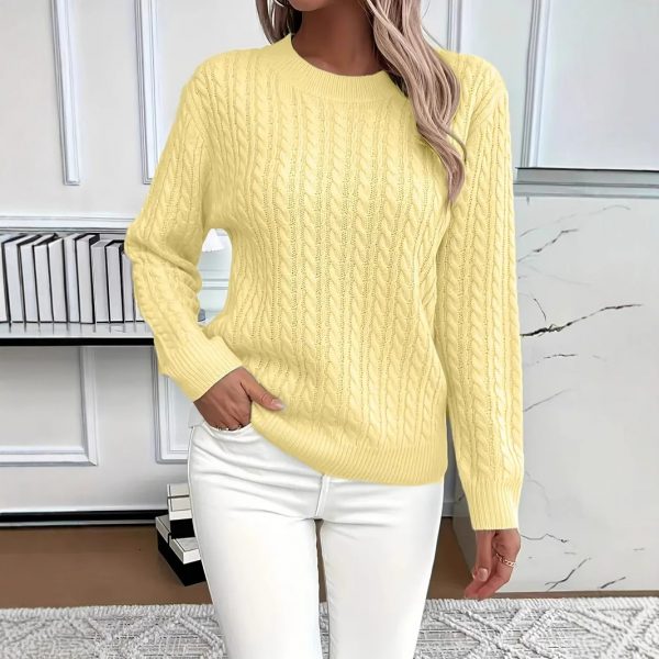 Versatile Fashion Classic Twist Round Neck Sweater — Yellow
