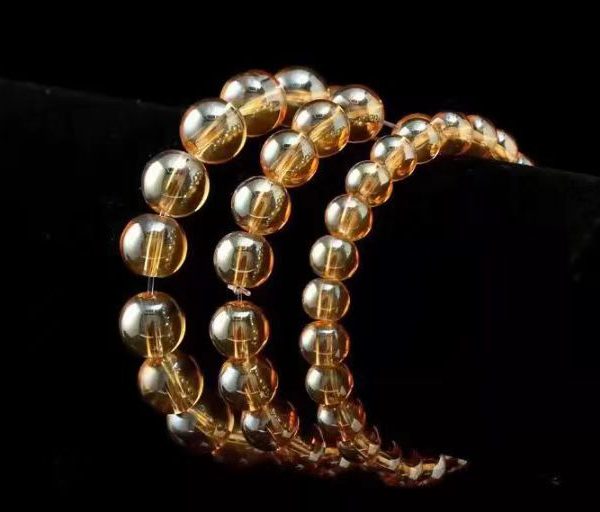 Yellow Crystal Bracelet Exhibition With Golden Yellow Crystal Beads — 8mm