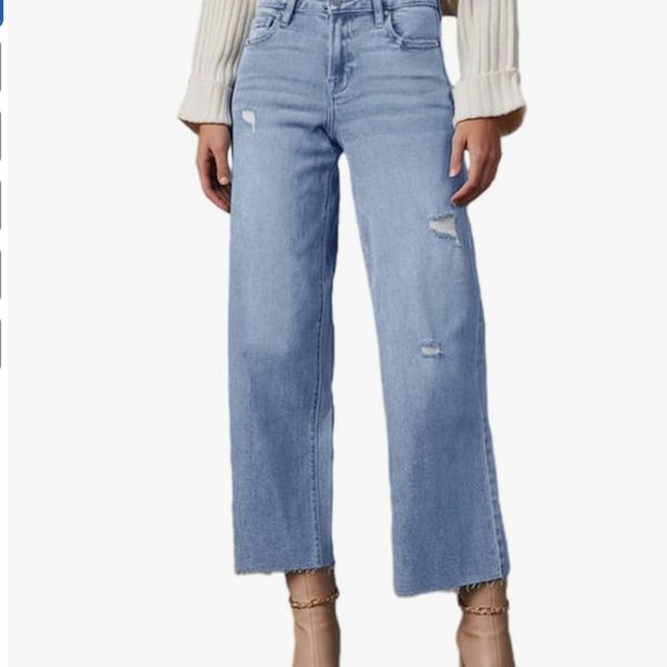 Women's High Waisted Loose Jeans — Light Blue