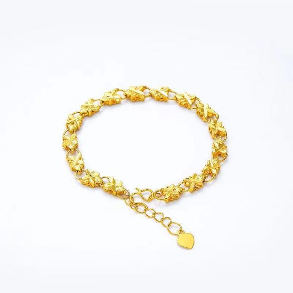 Gold-plated Lucky Clover Gift Love Heart Brass Gold-plated — Clover bracelet