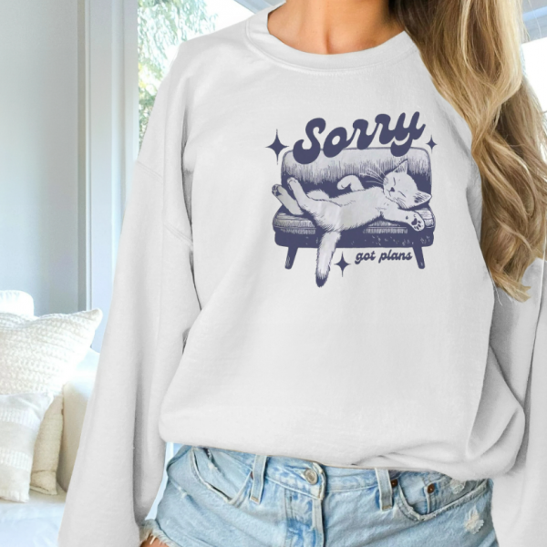 Women's Fashionable Solid Color Printed Long Sleeved Sweatshirt — White